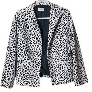Neiman Marcus Exclusive Wms Sz Med Black White Snow Leopard Cotton Velvet Blazer